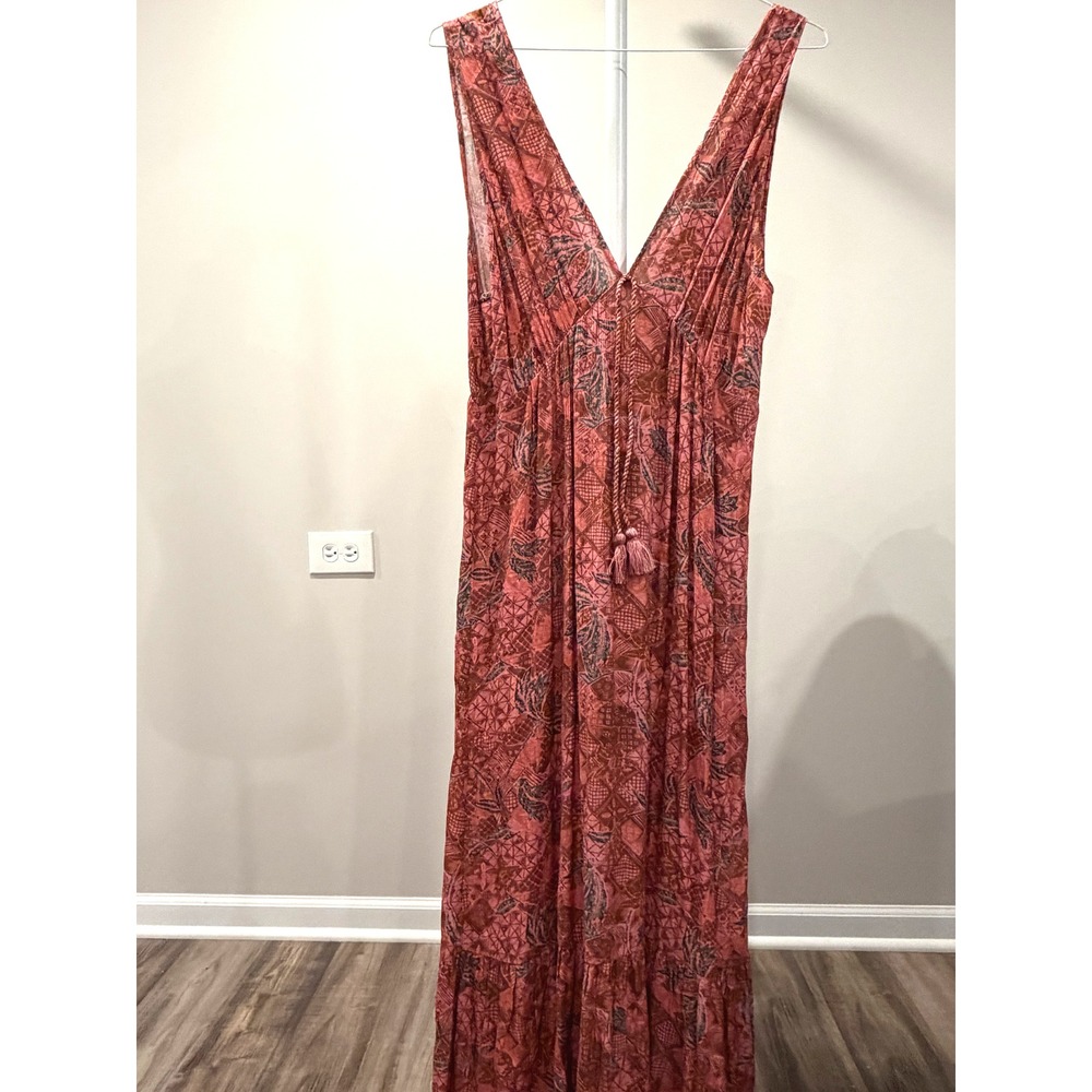 NWT Faherty Cottagecore Pink Boho Tiered Maxi Dress Vacation Resortwear Medium